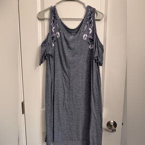 Sonoma Gray Tunic with Purple Floral Accents